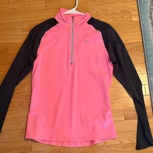 Nike Pink and Black Quarter-Zip Top
